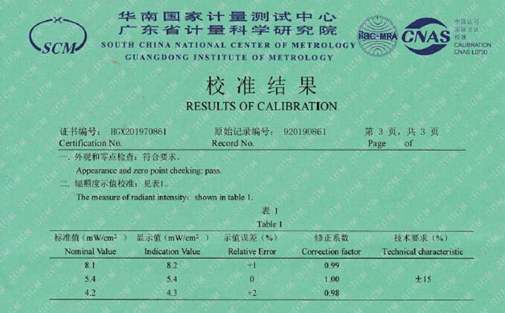  UV能量計(jì)LS120檢測(cè)報(bào)告